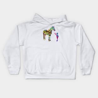 Little boy with horse Kids Hoodie